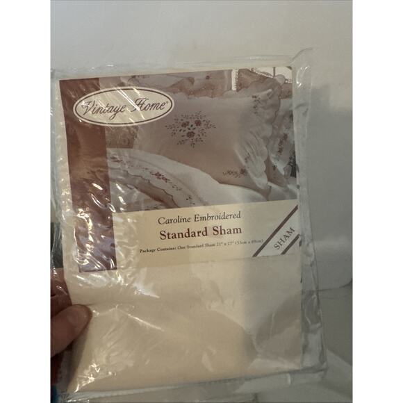 Vintage Home lot of 3 shams 90s waffle weave standard caroline embroidered - Picture 6 of 7